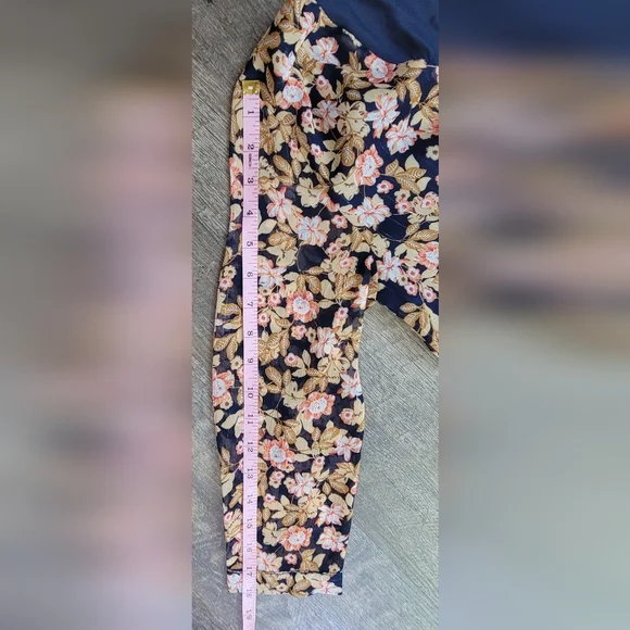 La Petiet Étolie Paris V-Neck Mini Dress Womens S Navy Tan Pink Floral Boho Flow - Picture 11 of 13